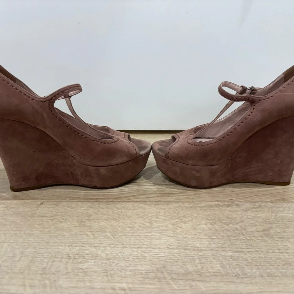Miu Miu pink suede Wedge Shoes